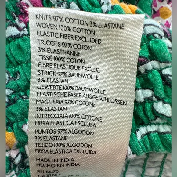 Maeve Anthropologie Green Floral Smocked Boho Halter Crop Top Size Medium - Picture 7 of 7